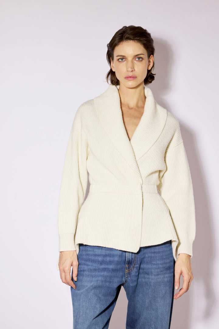 Liviana Conti Pumice White Cashmere Blend Cardigan F6WC17, front view