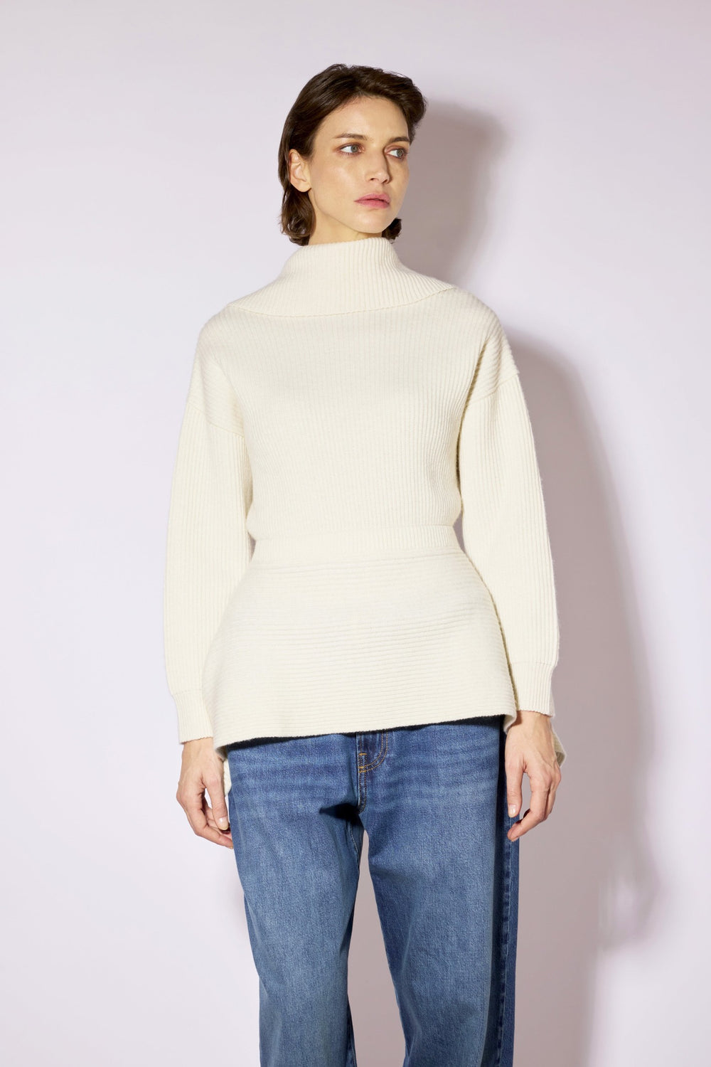 Liviana Conti Pumice White Cashmere Blend Cardigan F6WC17, front view styled