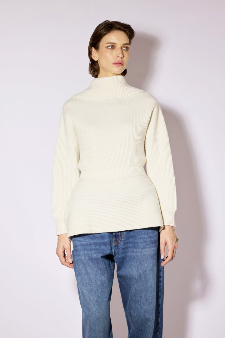 Liviana Conti Pumice White Cashmere Blend Cardigan F6WC17, front view styled
