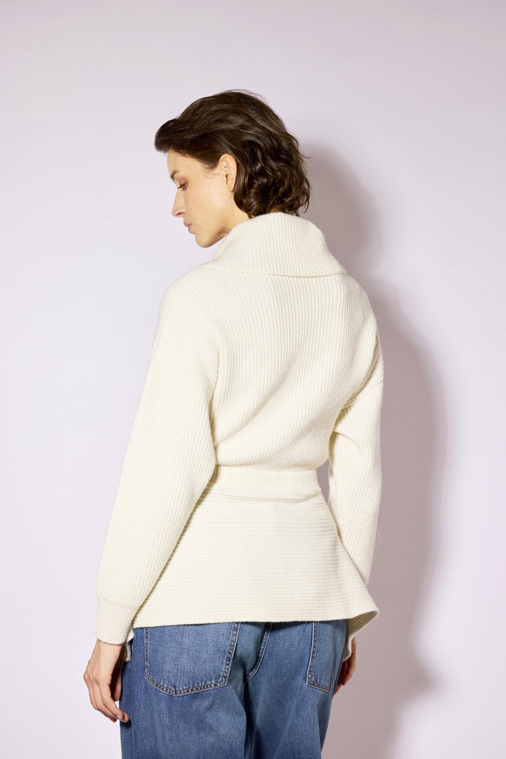 Liviana Conti Pumice White Cashmere Blend Cardigan F6WC17, back view