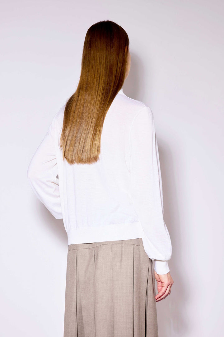 Liviana Conti Pumice White Wool Jumper F6WA12, back view