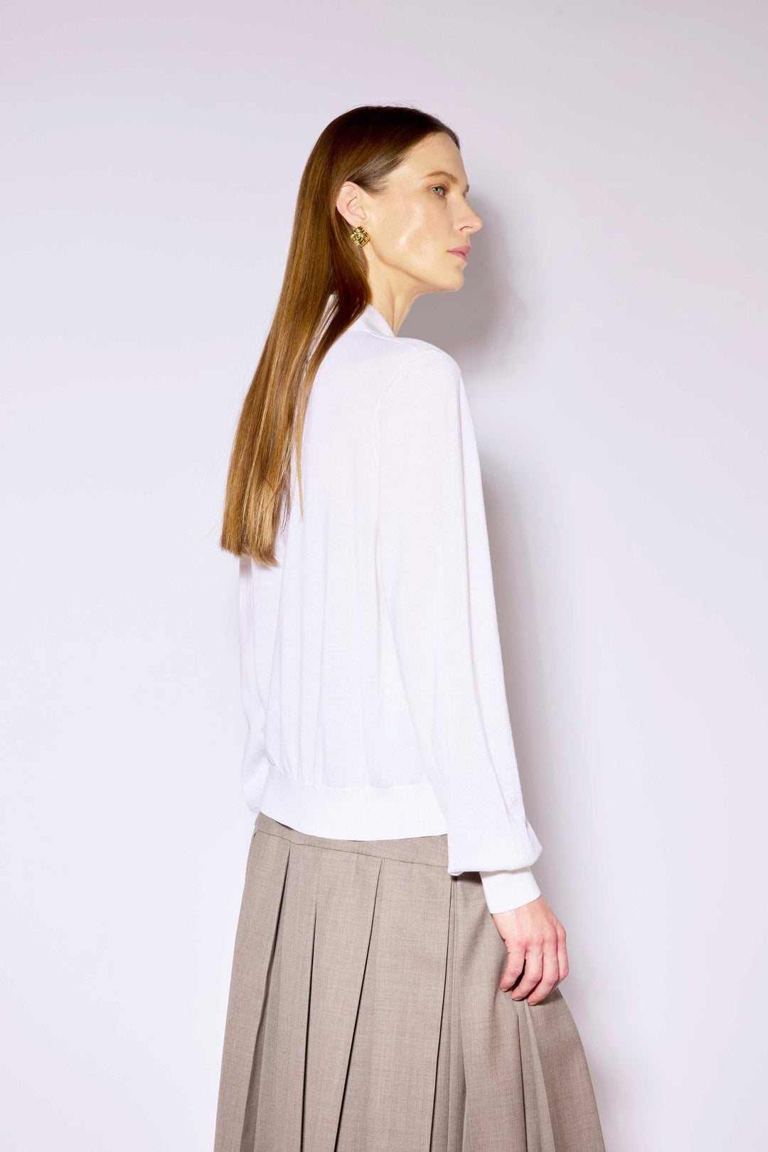 Liviana Conti Pumice White Wool Jumper F6WA12, side view