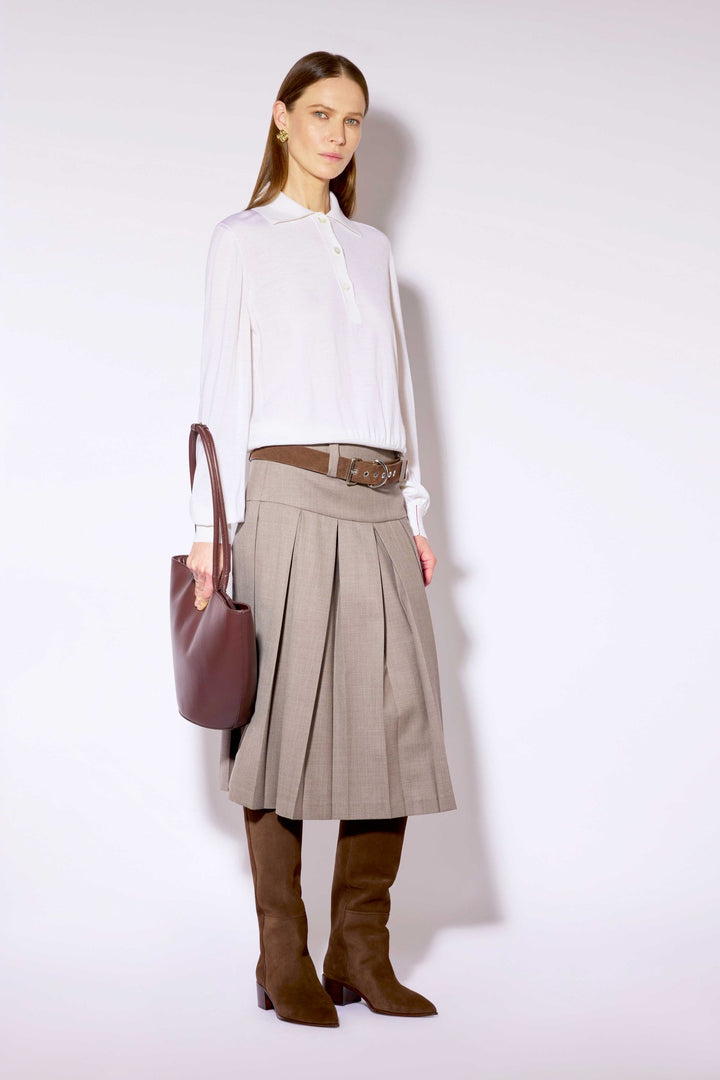 Liviana Conti Pumice White Wool Jumper F6WA12, full length styled