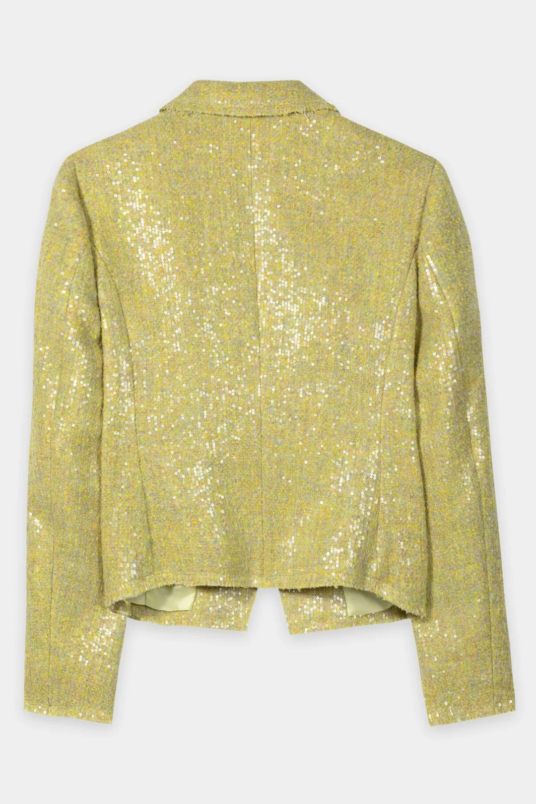 Luisa Cerano 438084 3842 Citron Yellow Sequin Tweed Blazer Jacket