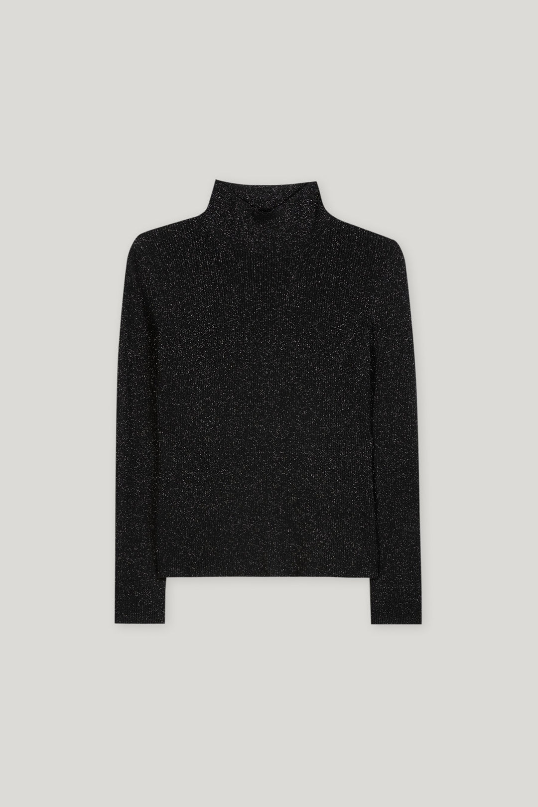 Luisa Cerano 128725 5933 Silver Sparkle Black Slim Fit Turtleneck Sweater
