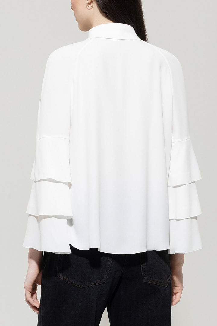 Luisa Cerano 228583 2179 Creamy Powder White Silk Blend Blouse 103