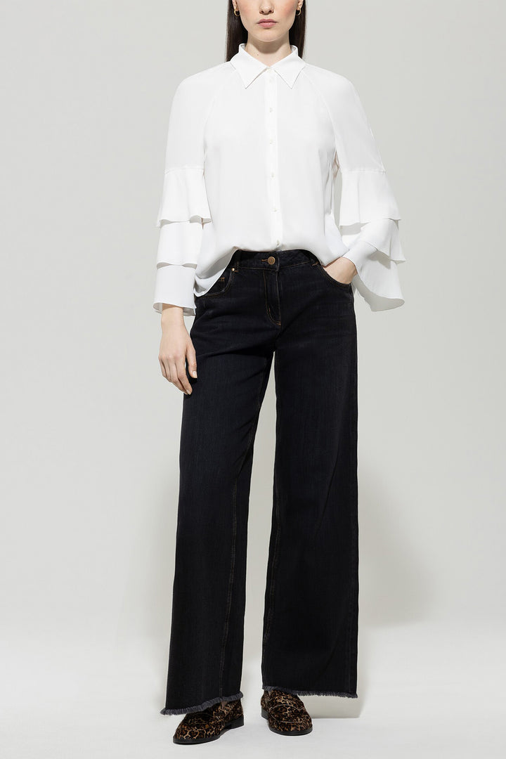 Luisa Cerano 228583 2179 Creamy Powder White Silk Blend Blouse 103
