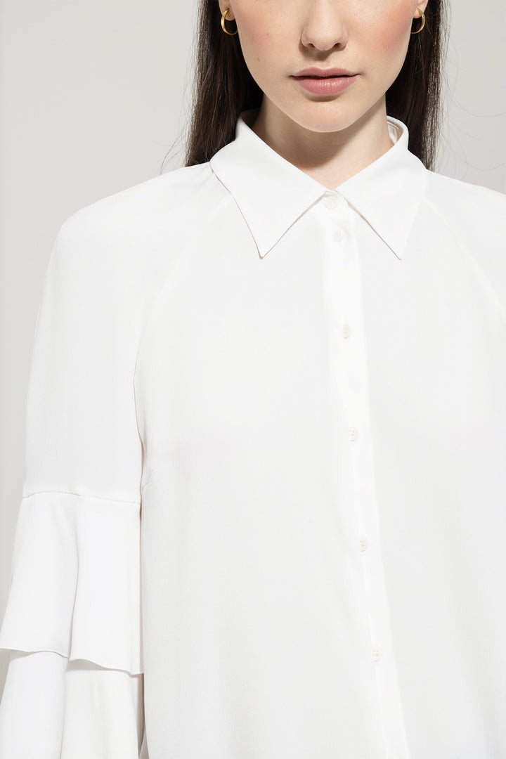 Luisa Cerano 228583 2179 Creamy Powder White Silk Blend Blouse 103