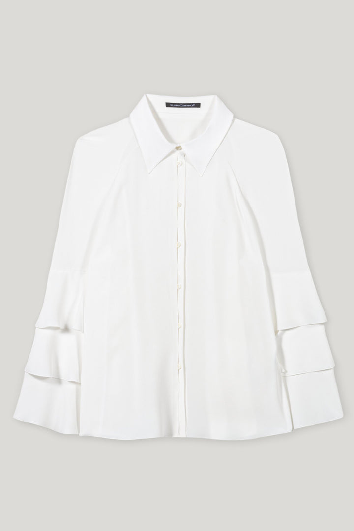 Luisa Cerano 228583 2179 Creamy Powder White Silk Blend Blouse 103