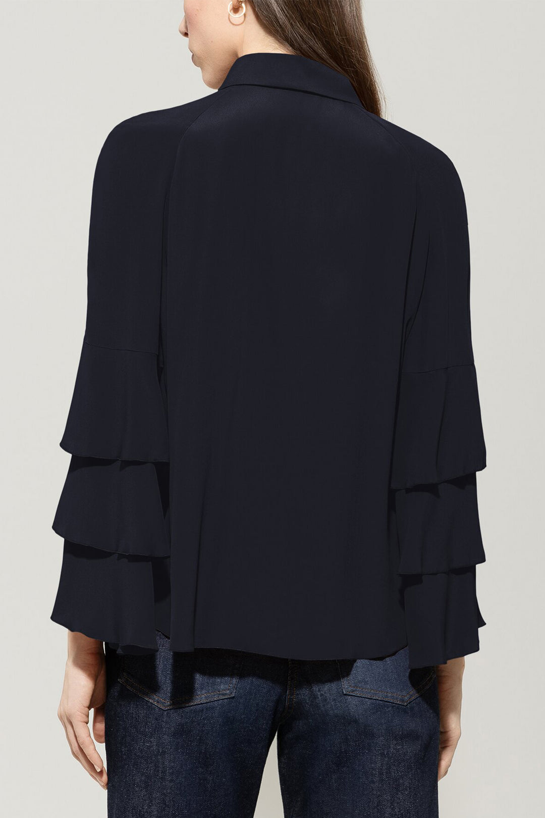 Luisa Cerano 228583 2179 Navy Blue Silk Blend Layered Sleeve Blouse 0293