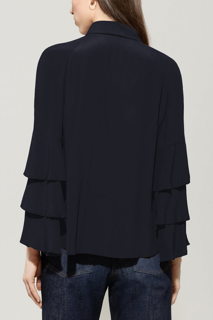 Luisa Cerano 228583 2179 Navy Blue Silk Blend Layered Sleeve Blouse 0293