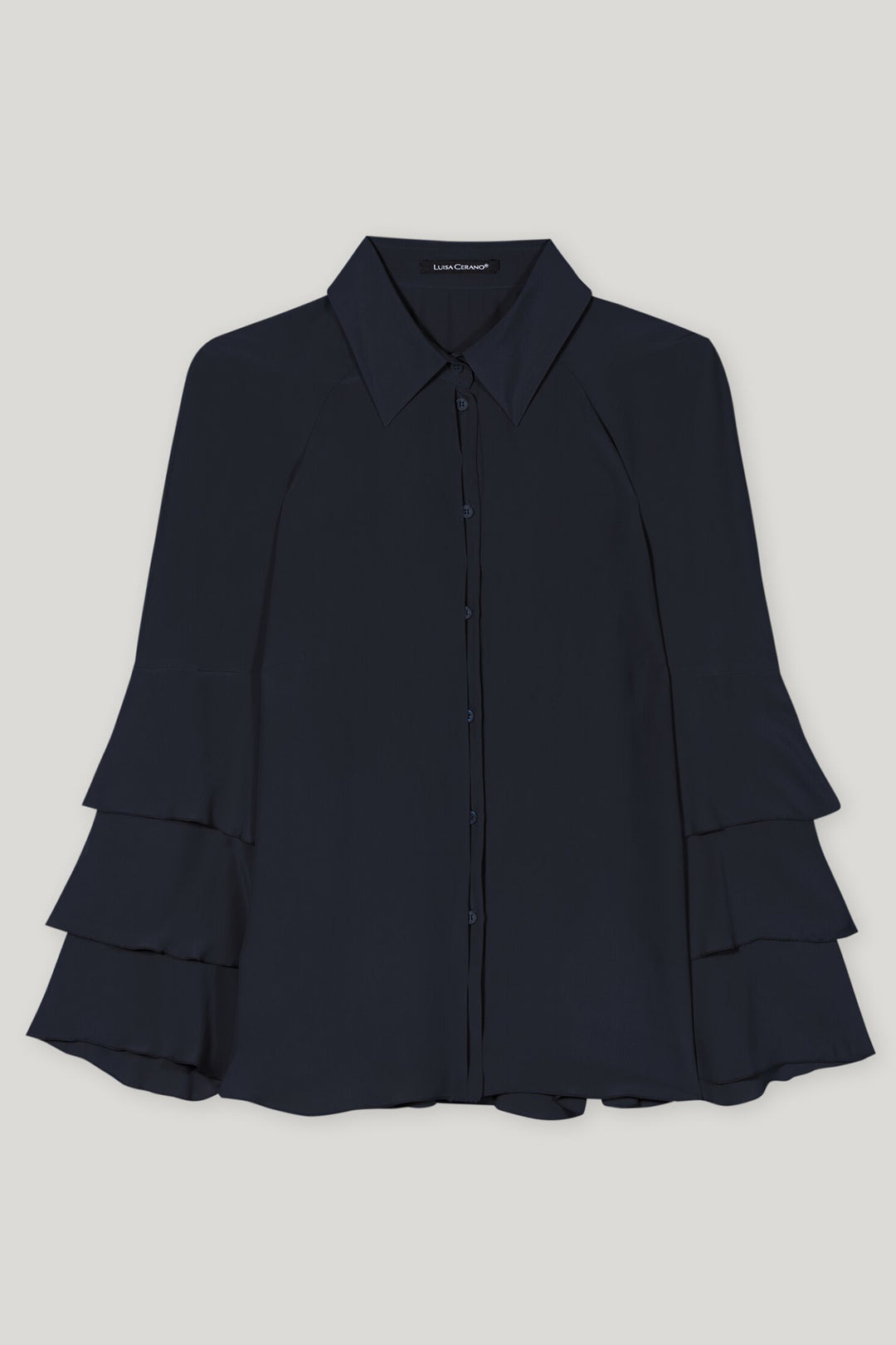 Luisa Cerano 228583 2179 Navy Blue Silk Blend Layered Sleeve Blouse 0293