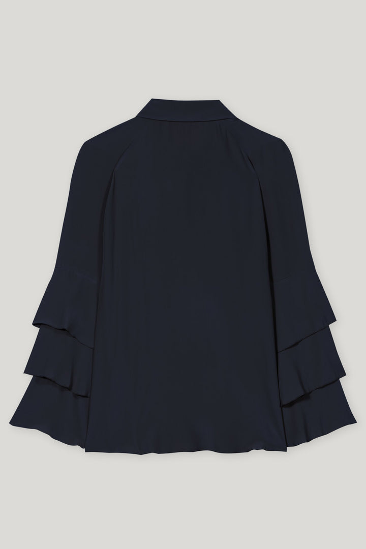 Luisa Cerano 228583 2179 Navy Blue Silk Blend Layered Sleeve Blouse 0293