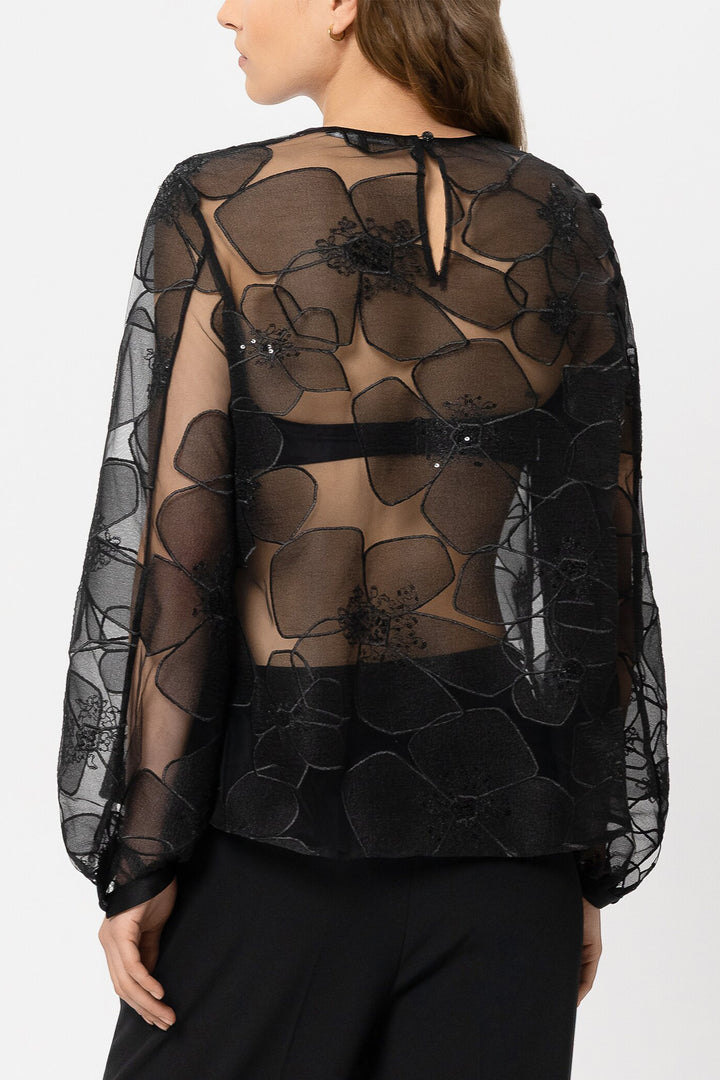 Luisa Cerano 238637 3804 Black Floral Structure Blouse