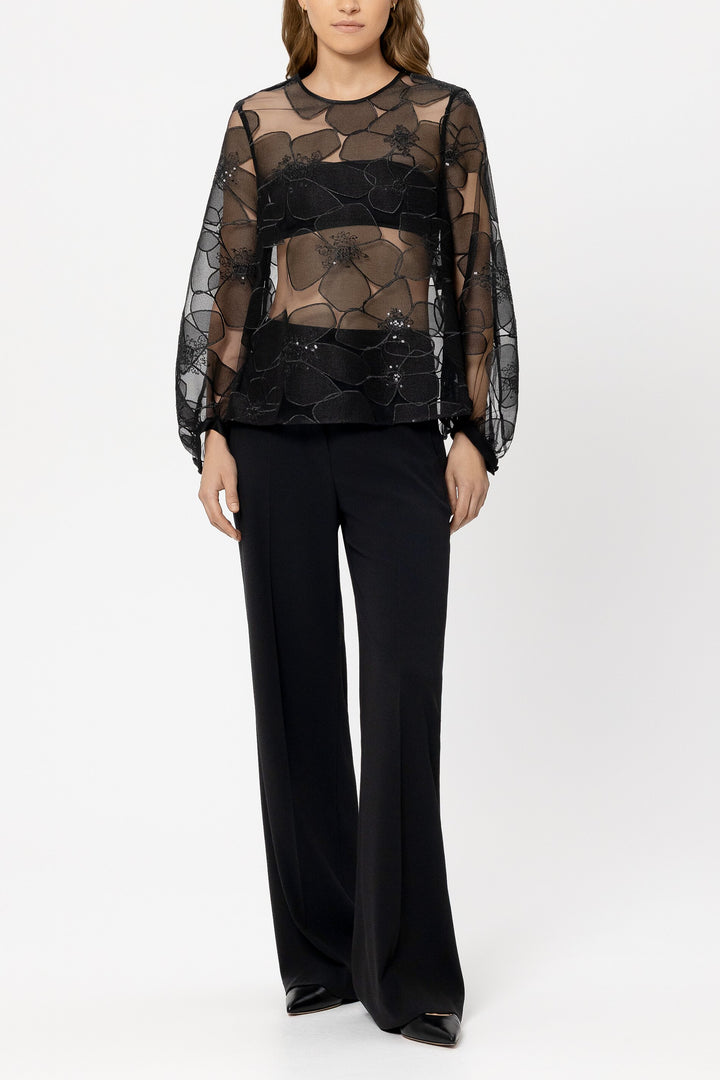 Luisa Cerano 238637 3804 Black Floral Structure Blouse