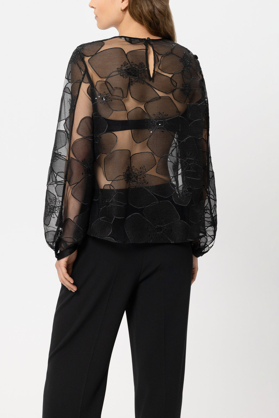 Luisa Cerano 238637 3804 Black Floral Structure Blouse