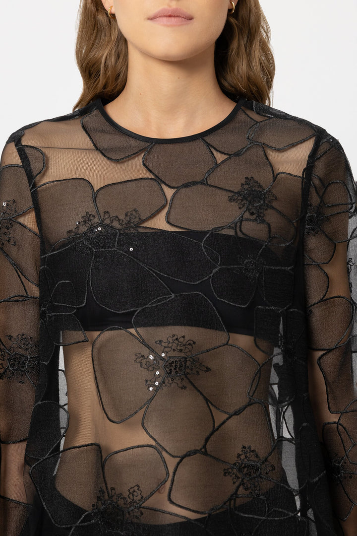 Luisa Cerano 238637 3804 Black Floral Structure Blouse