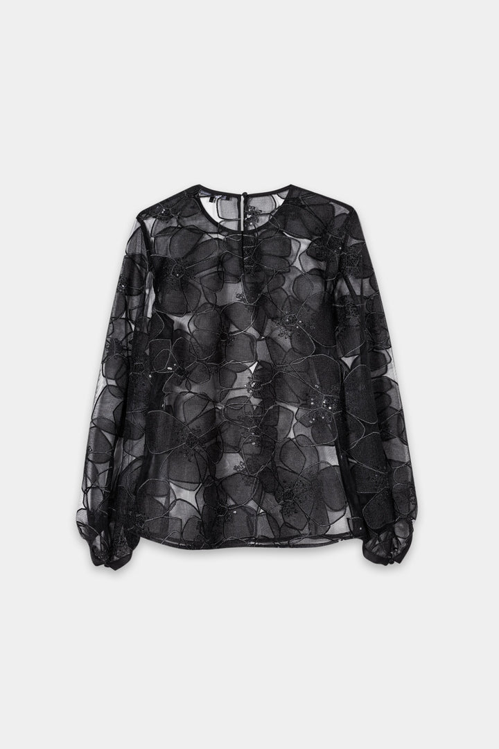 Luisa Cerano 238637 3804 Black Floral Structure Blouse