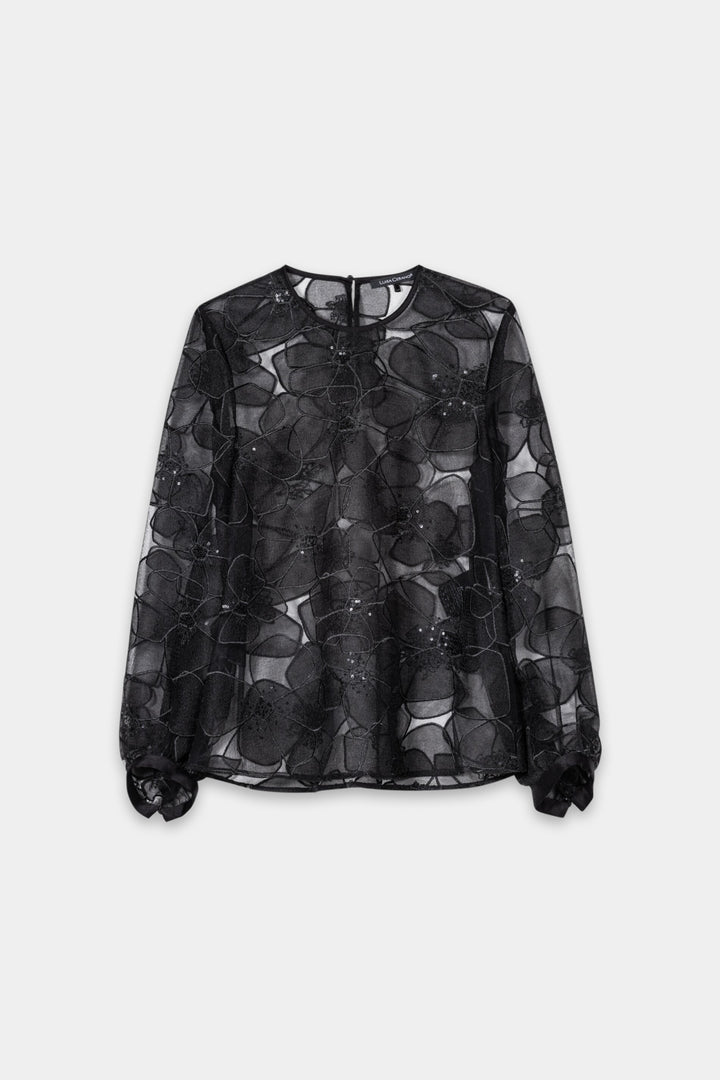 Luisa Cerano 238637 3804 Black Floral Structure Blouse