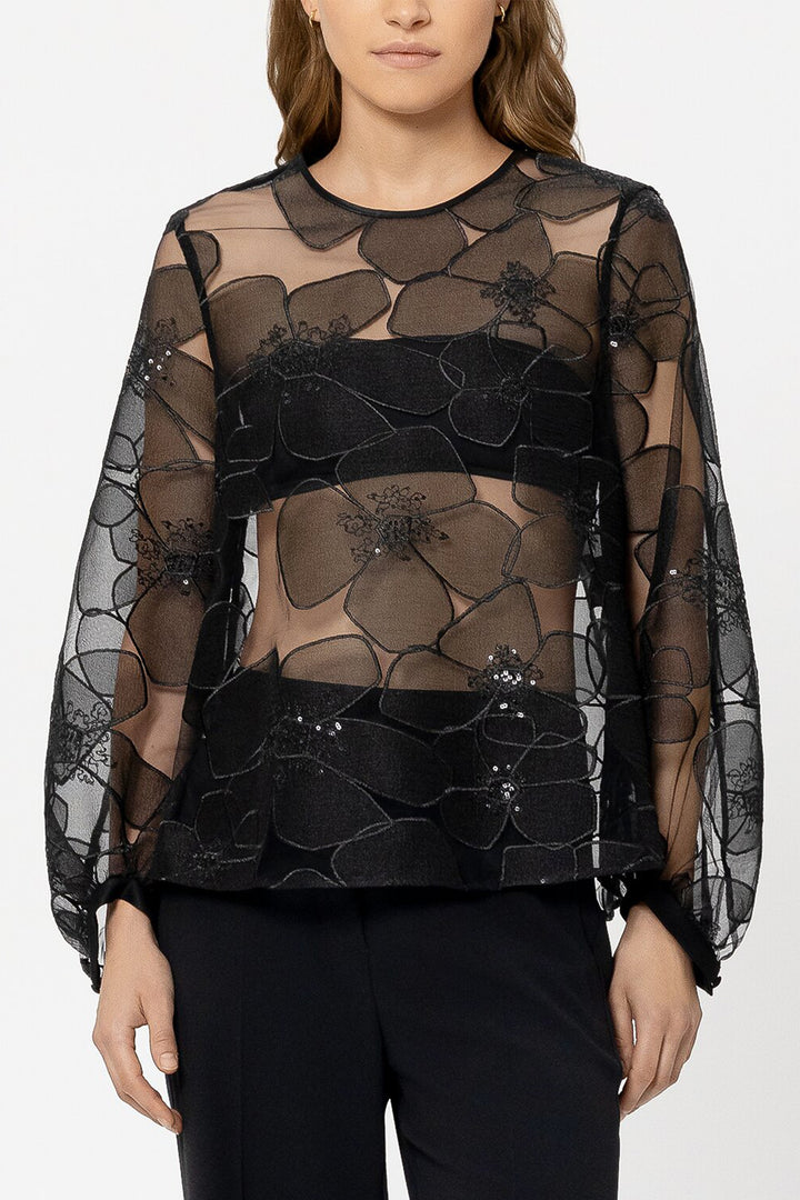 Luisa Cerano 238637 3804 Black Floral Structure Blouse