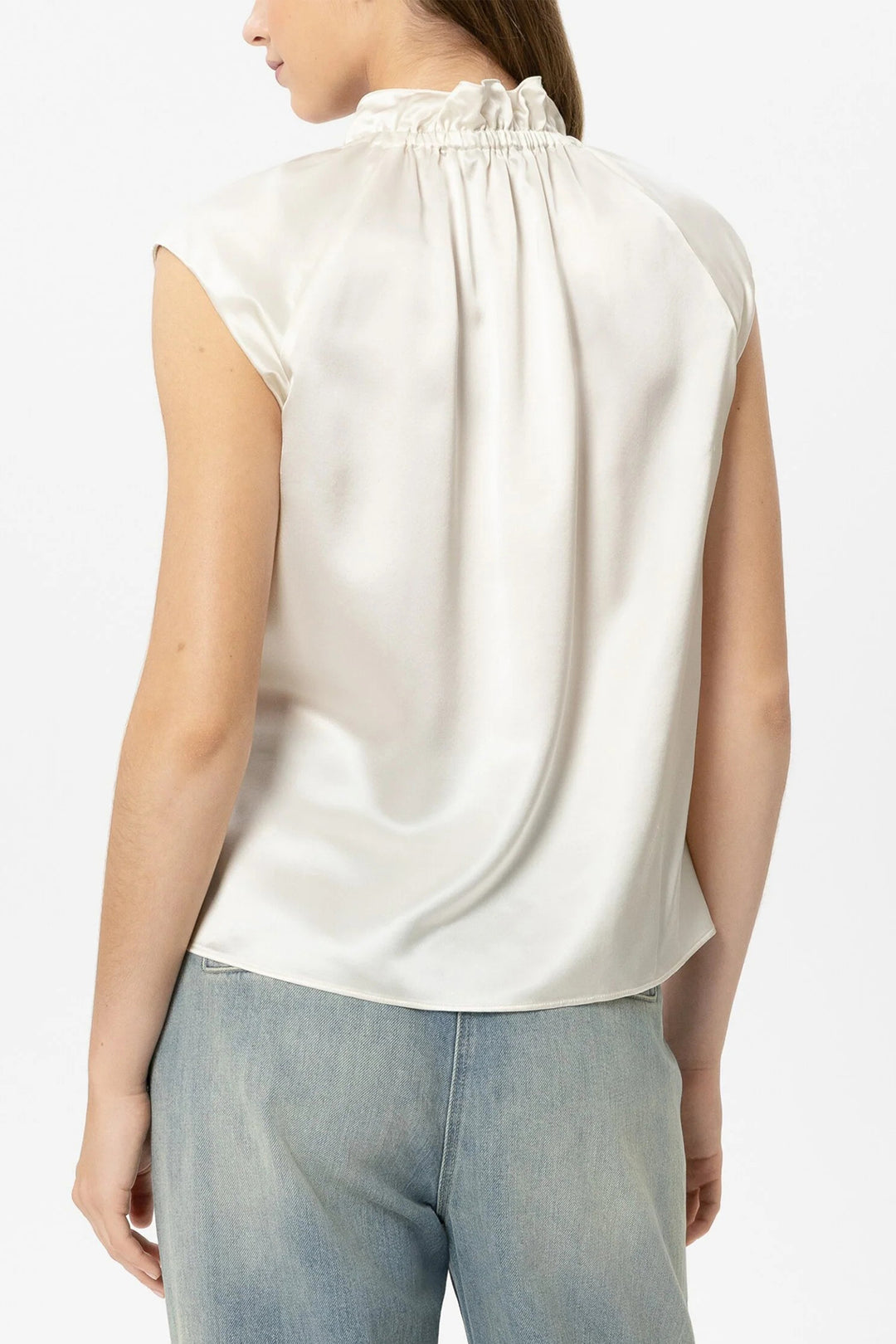 Luisa Cerano 238688 3752 Milk Ivory Silk Sleeveless Blouse