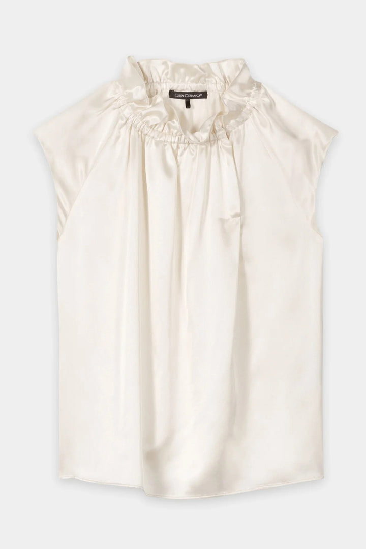 Luisa Cerano 238688 3752 Milk Ivory Silk Sleeveless Blouse