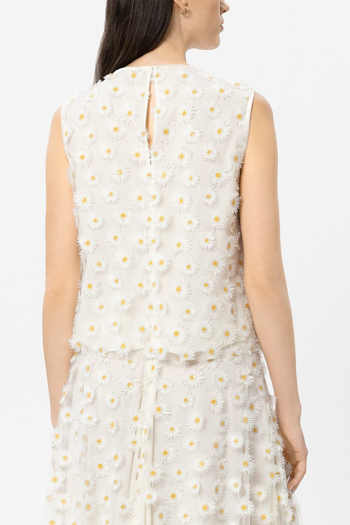 Luisa Cerano 238695 3826 White Yellow Floral Embroidered Blouse 1005