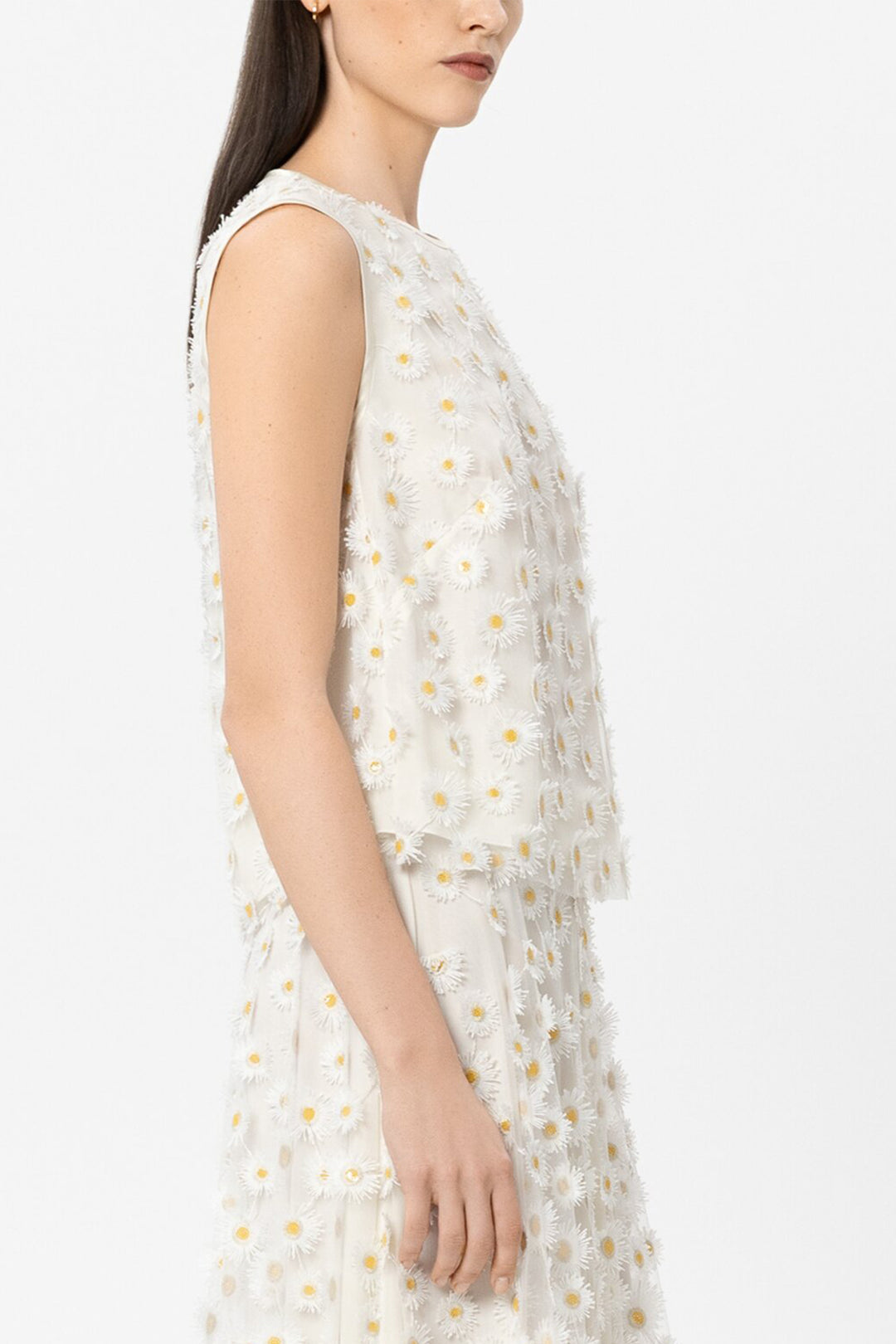 Luisa Cerano 238695 3826 White Yellow Floral Embroidered Blouse 1005