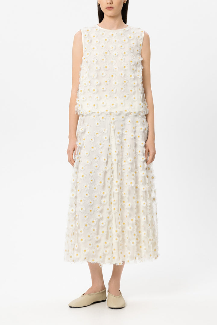 Luisa Cerano 238695 3826 White Yellow Floral Embroidered Blouse 1005