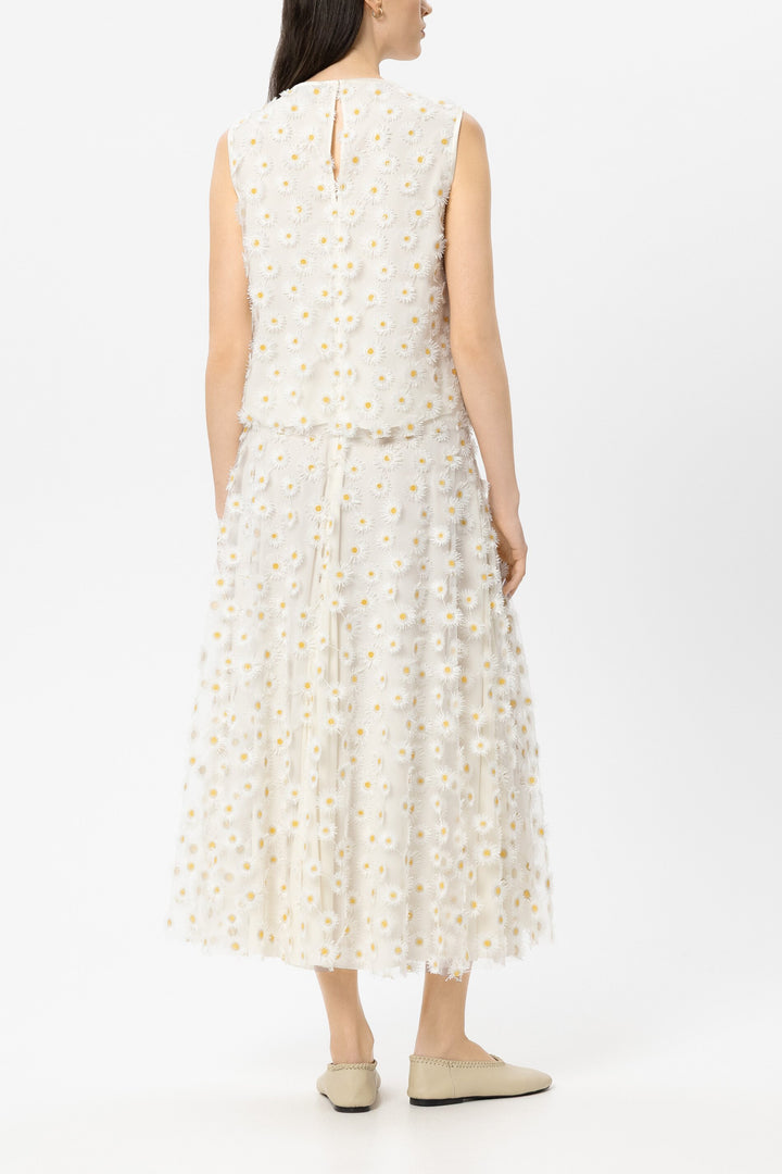 Luisa Cerano 238695 3826 White Yellow Floral Embroidered Blouse 1005