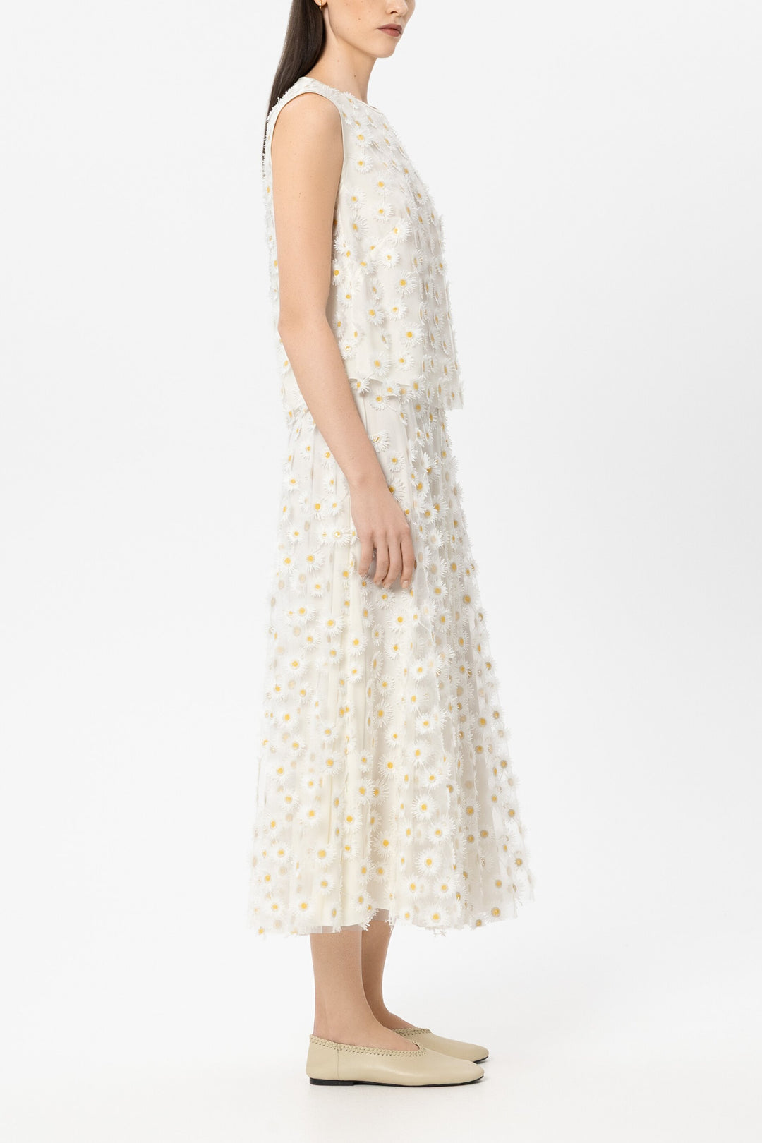 Luisa Cerano 238695 3826 White Yellow Floral Embroidered Blouse 1005