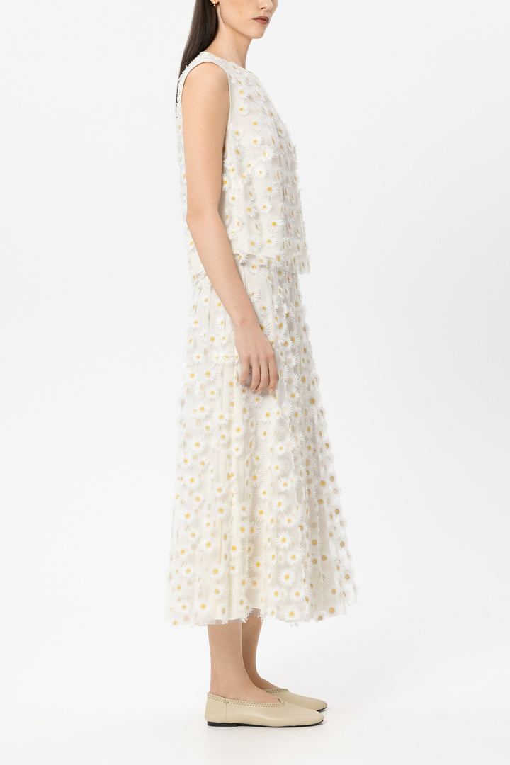 Luisa Cerano 238695 3826 White Yellow Floral Embroidered Blouse 1005