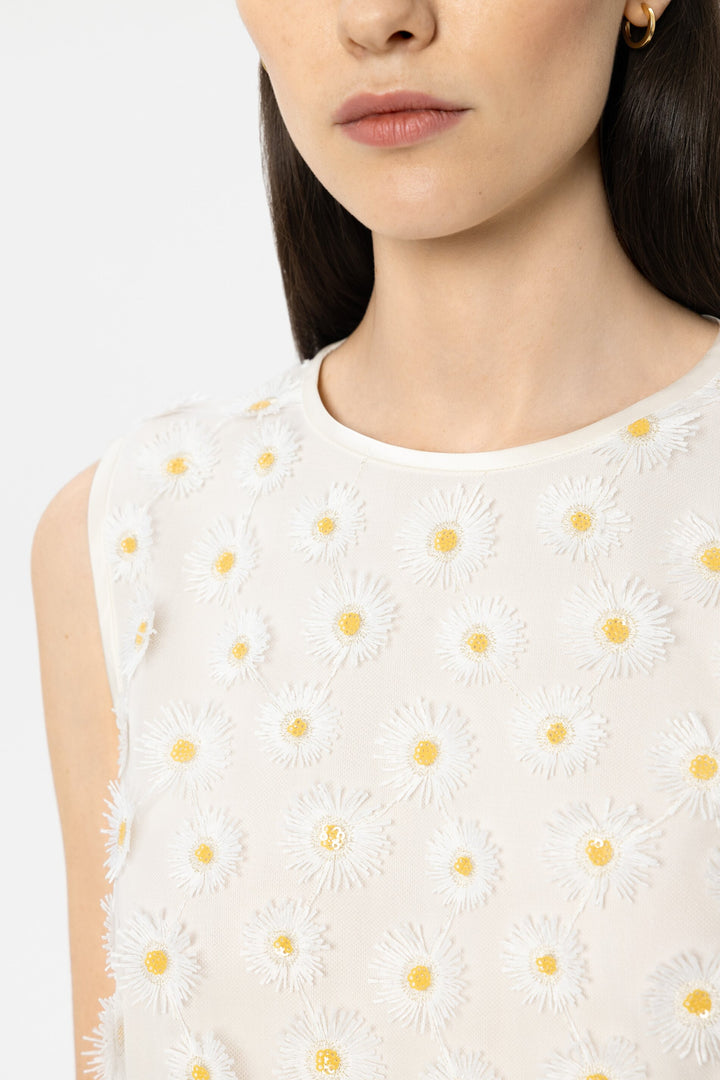 Luisa Cerano 238695 3826 White Yellow Floral Embroidered Blouse 1005