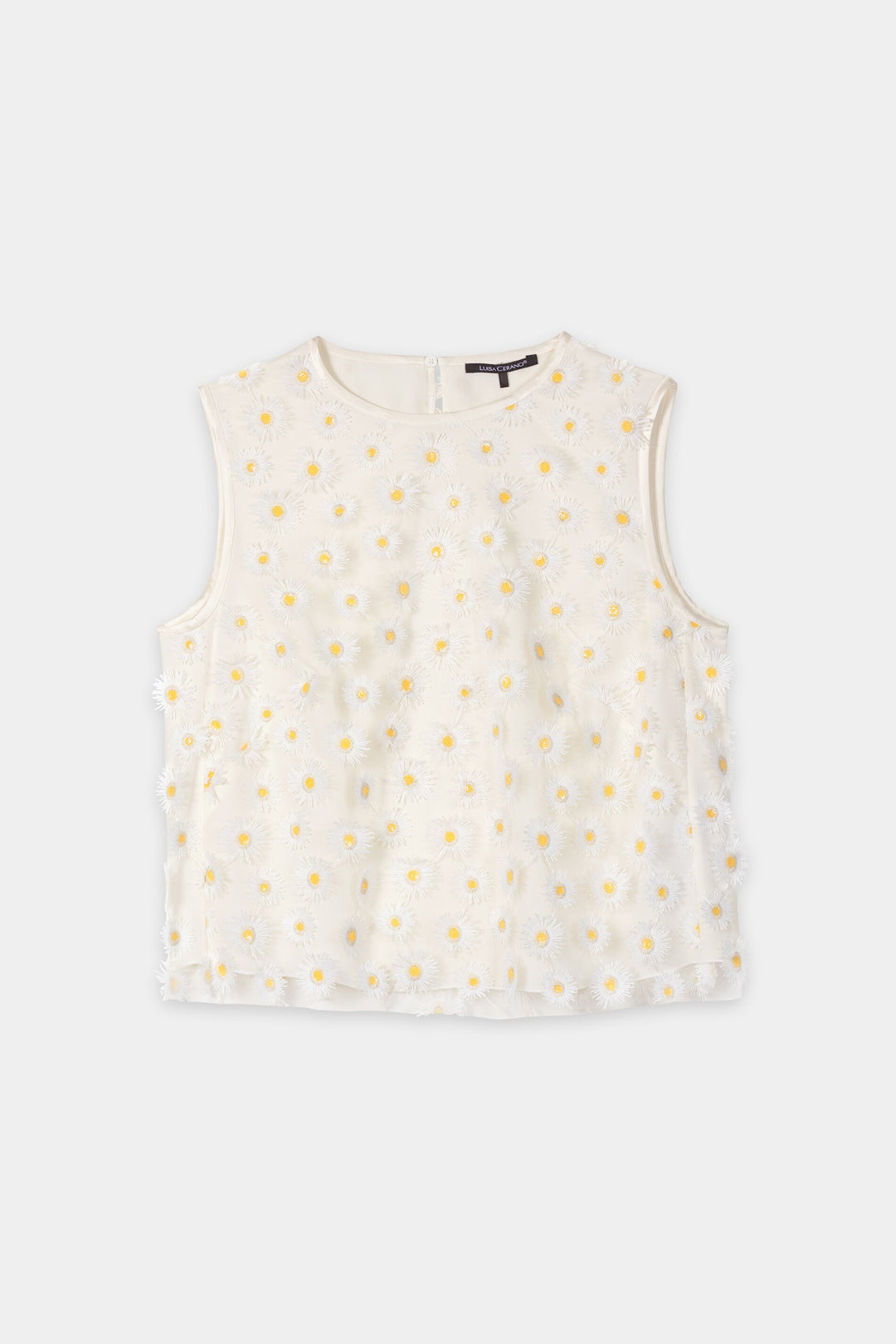 Luisa Cerano 238695 3826 White Yellow Floral Embroidered Blouse 1005