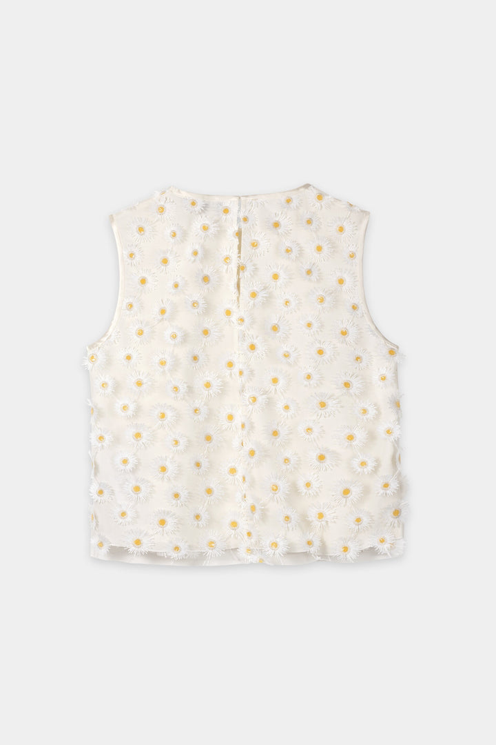 Luisa Cerano 238695 3826 White Yellow Floral Embroidered Blouse 1005