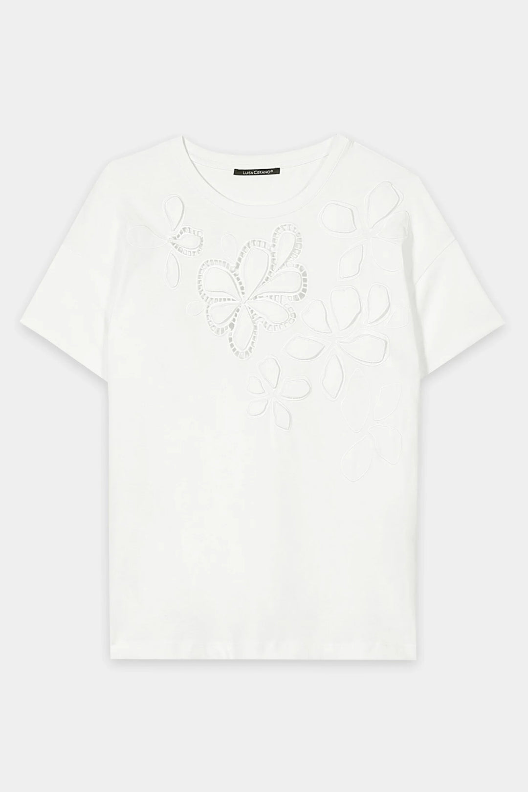 Luisa Cerano 338375 7941 White Flowers T-Shirt