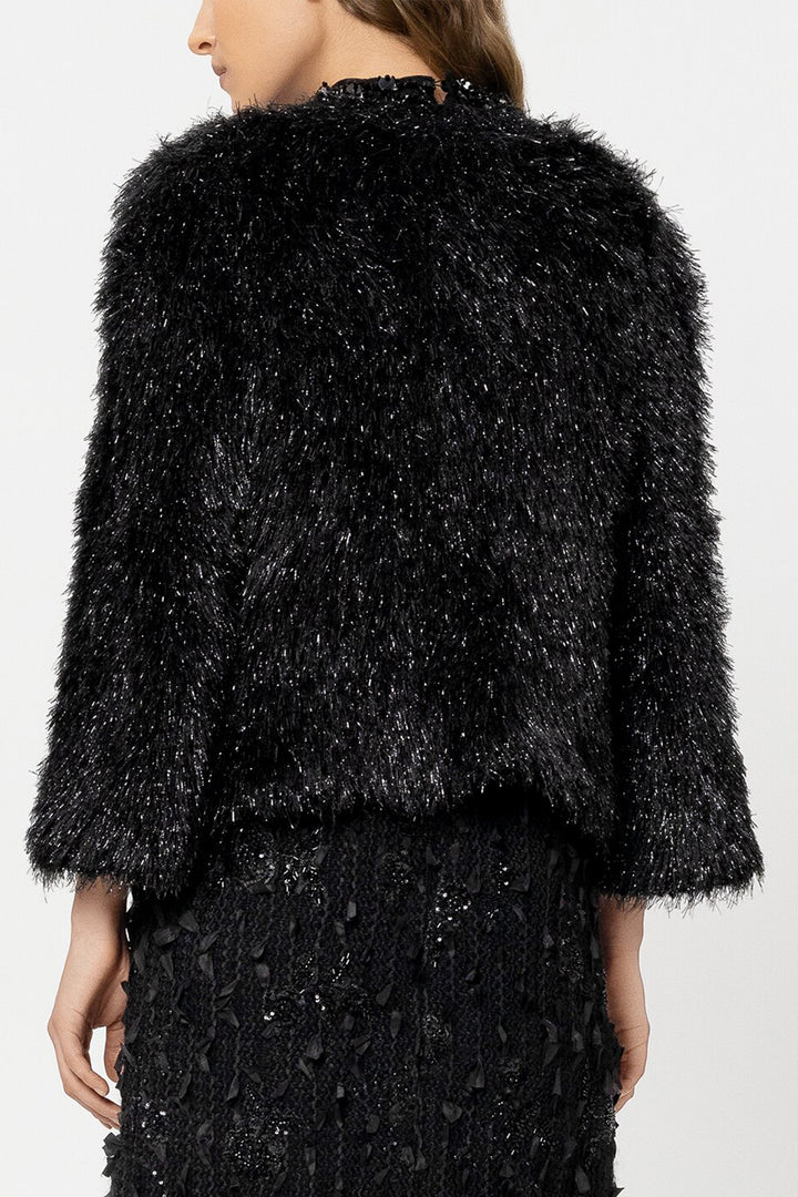 Luisa Cerano 438029 5354 Black Faux Fur Look Cardigan