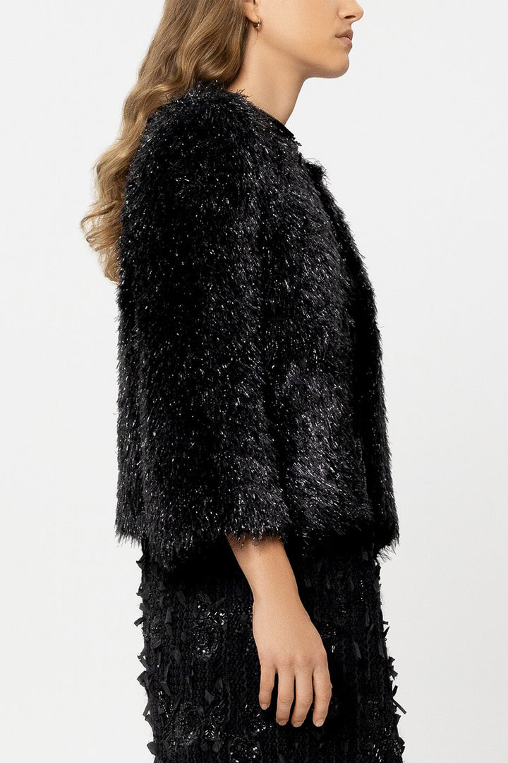 Luisa Cerano 438029 5354 Black Faux Fur Look Cardigan