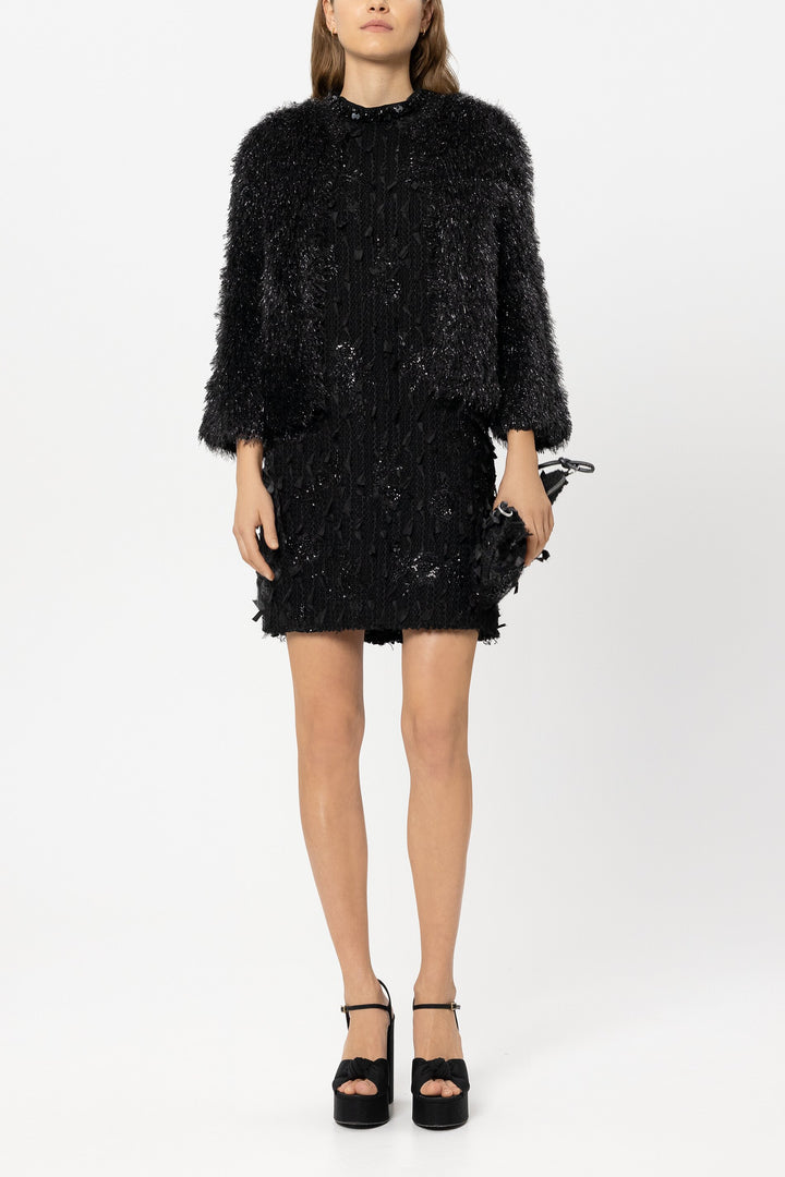 Luisa Cerano 438029 5354 Black Faux Fur Look Cardigan