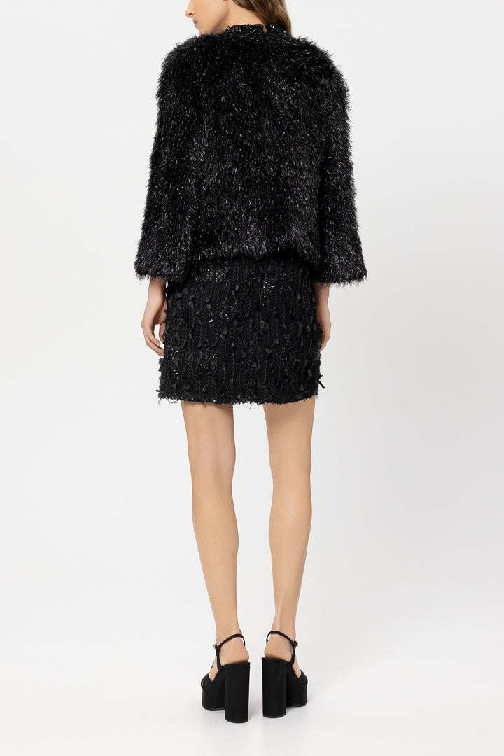 Luisa Cerano 438029 5354 Black Faux Fur Look Cardigan