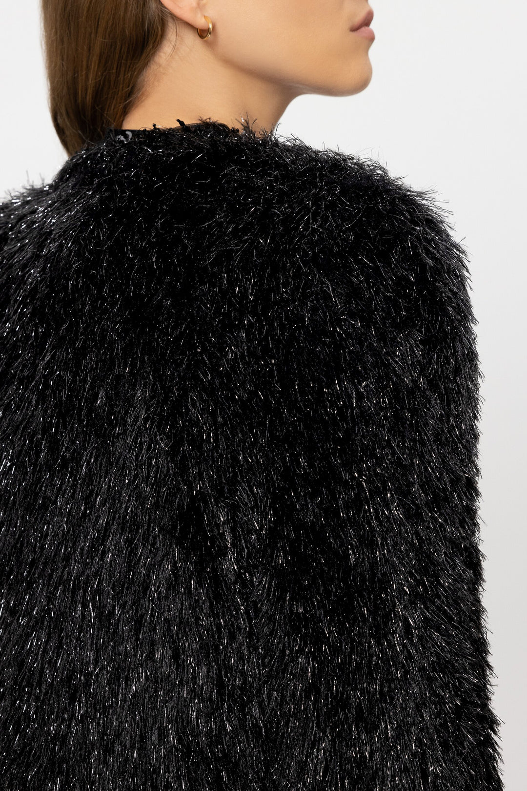 Luisa Cerano 438029 5354 Black Faux Fur Look Cardigan