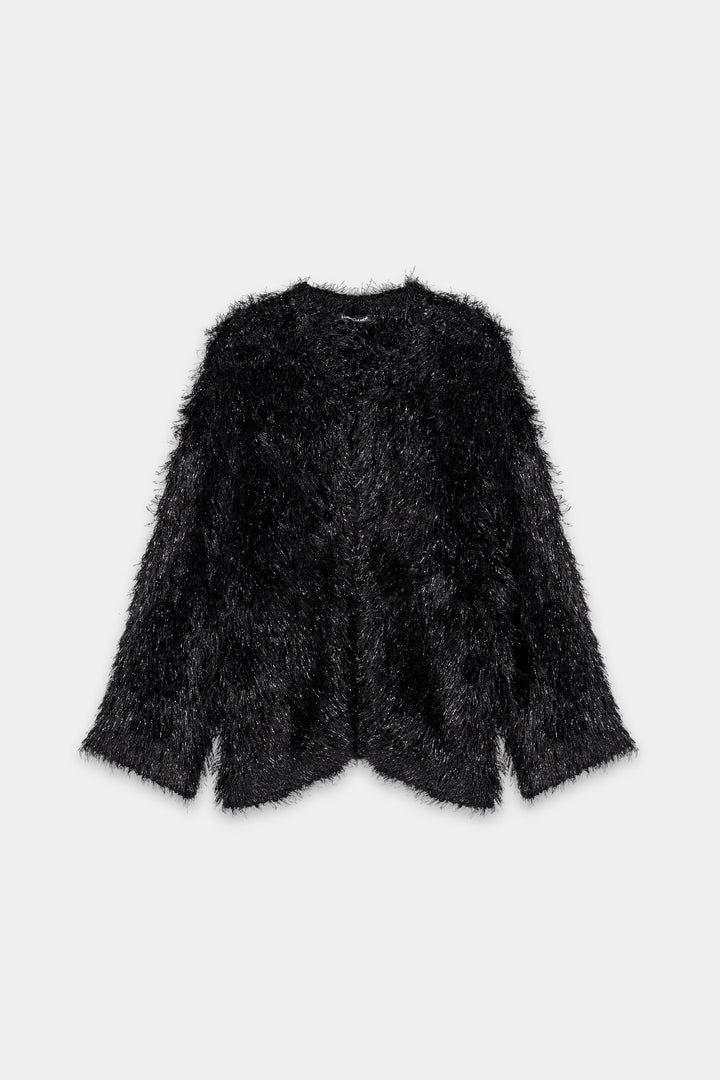 Luisa Cerano 438029 5354 Black Faux Fur Look Cardigan