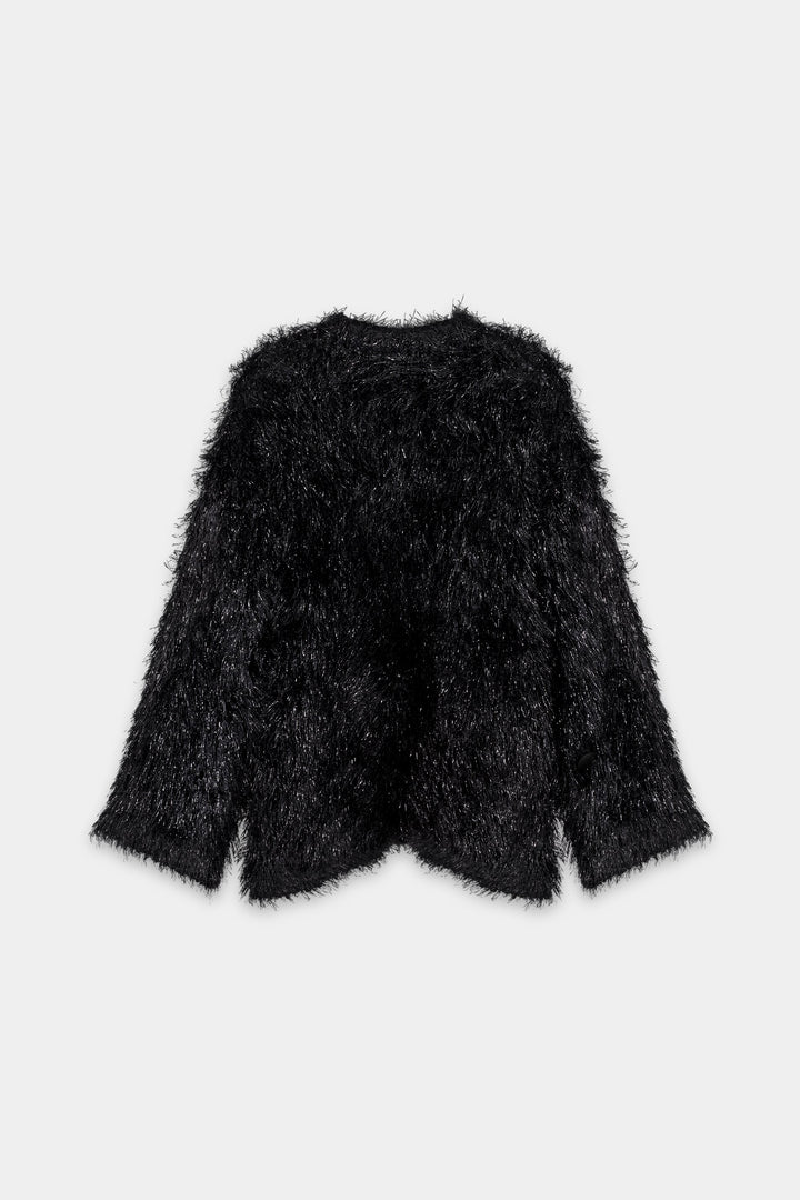 Luisa Cerano 438029 5354 Black Faux Fur Look Cardigan