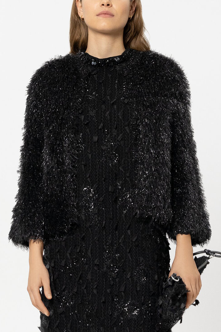 Luisa Cerano 438029 5354 Black Faux Fur Look Cardigan