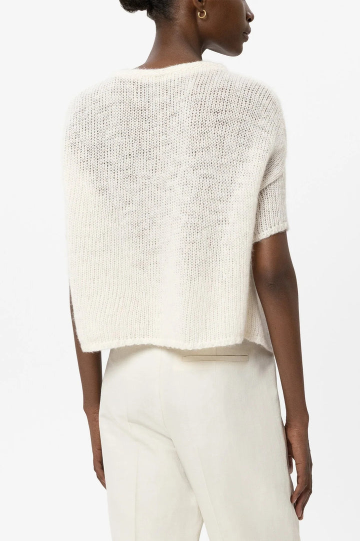 Luisa Cerano 438178 5348 Milk Ivory Alpaca Blend Cardigan 0112