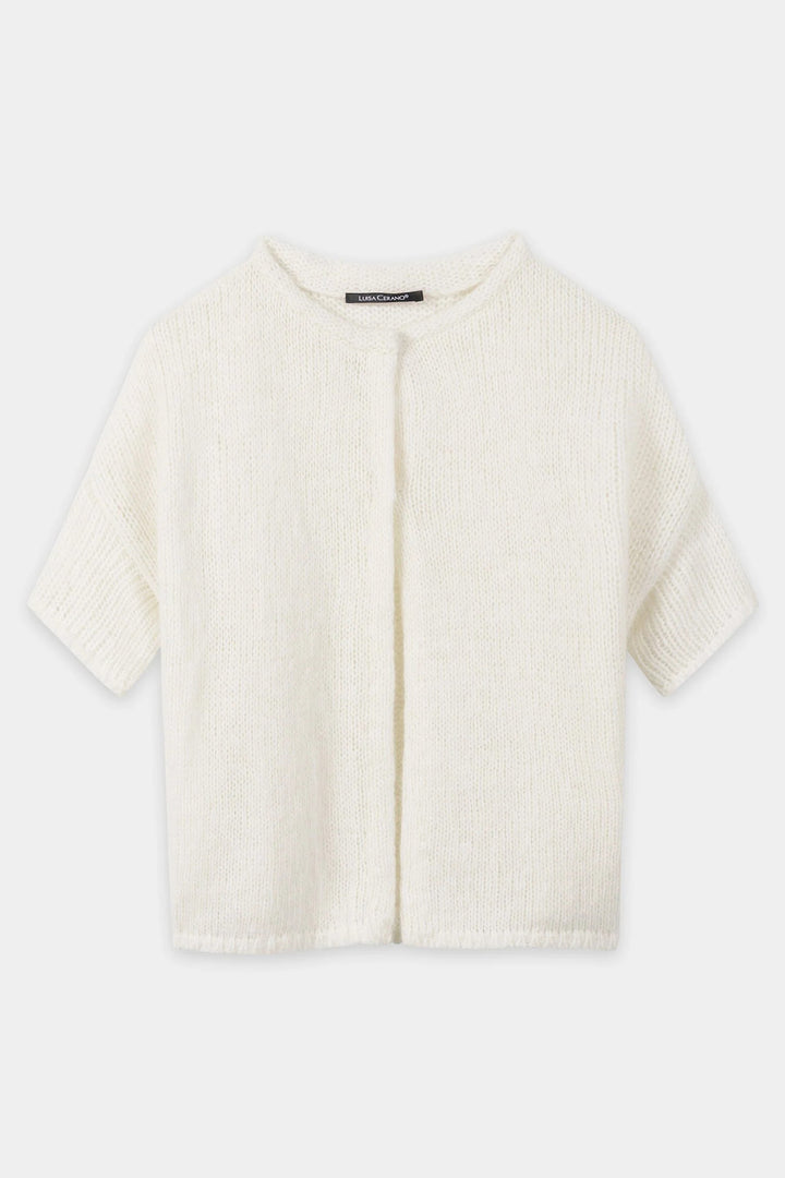 Luisa Cerano 438178 5348 Milk Ivory Alpaca Blend Cardigan 0112