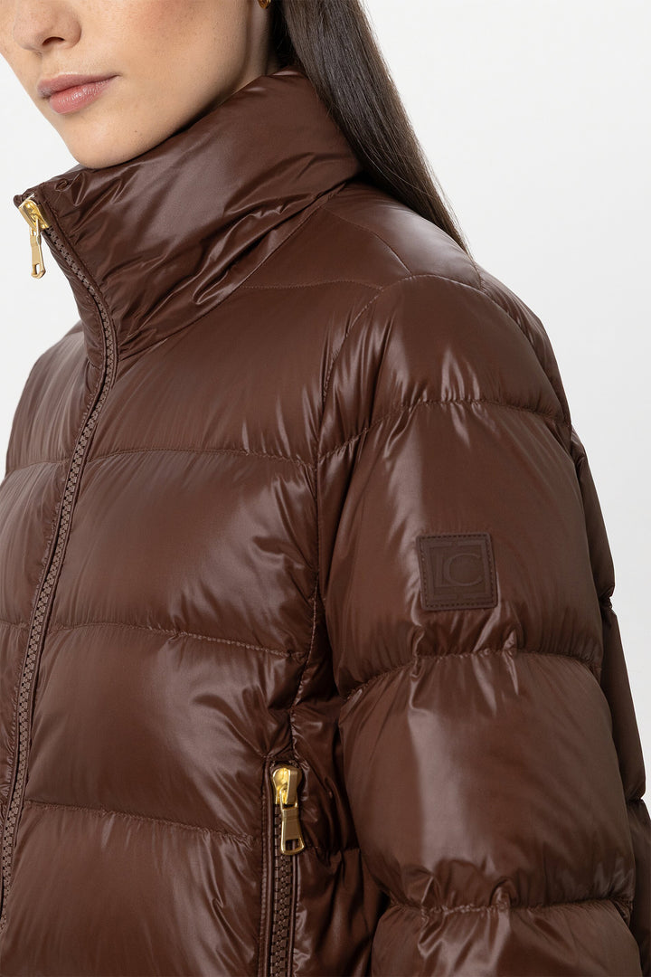 Luisa Cerano 448547/4133 Outdoor Padded Jacket Marone Brown, funnel collar and zip detail