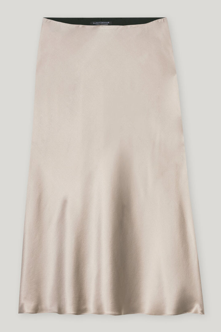 Luisa Cerano 528310 3752 Oyster Beige Silk Midi Skirt 0722
