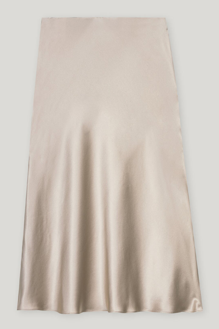 Luisa Cerano 528310 3752 Oyster Beige Silk Midi Skirt 0722