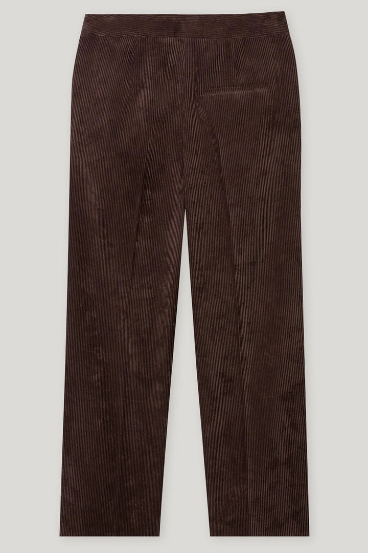 Brown corduroy pants on a light gray background